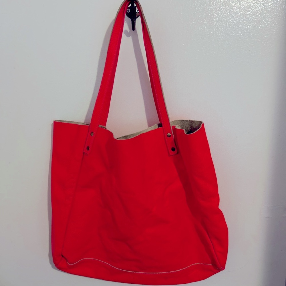 AMERICAN APPAREL Leather Tote Bag (Neon Pink)